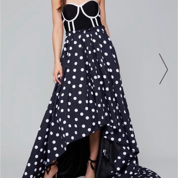 BEBE 2 369$ Polka Dot Bustier Whiney Gown - Picture 6 of 10